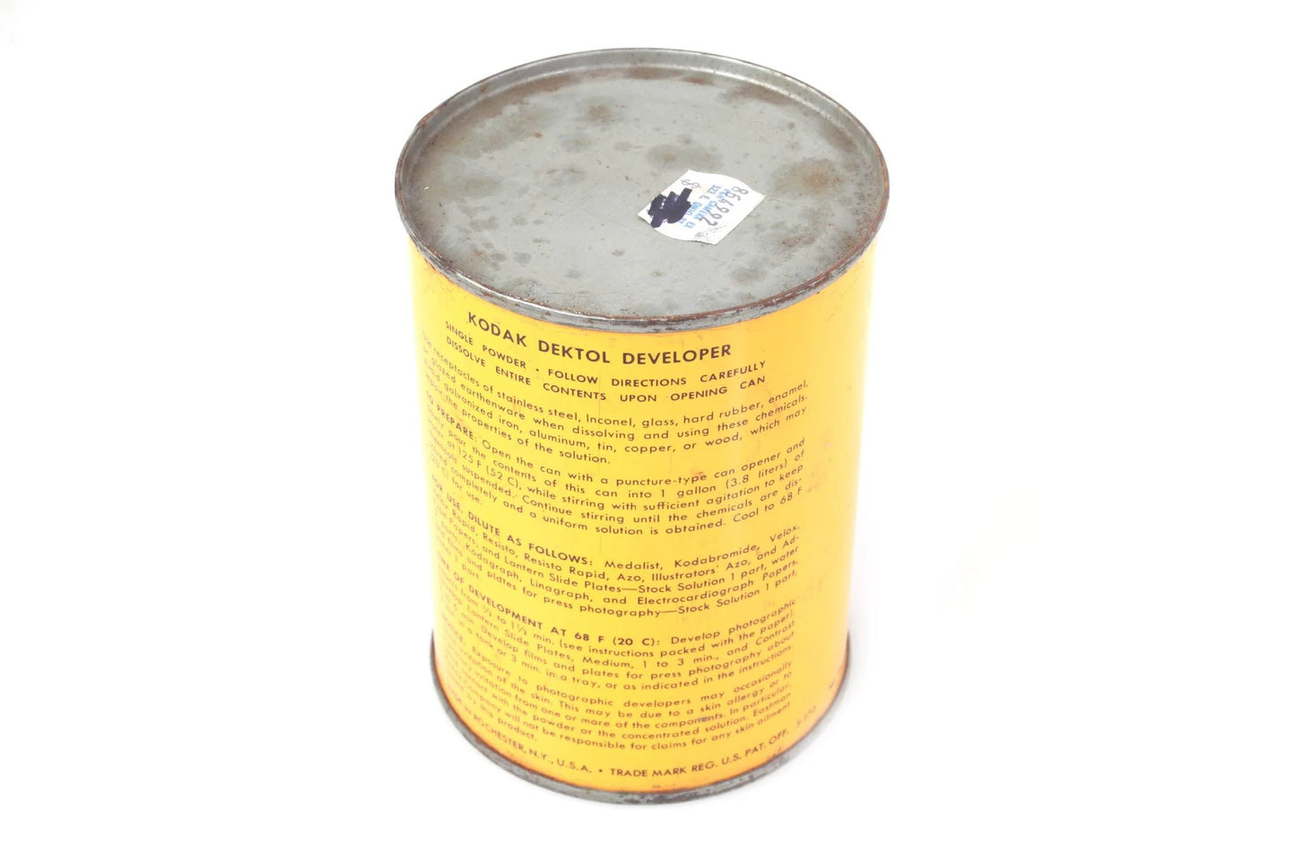 Vintage Kodak Dektol Developer 1 Gallon