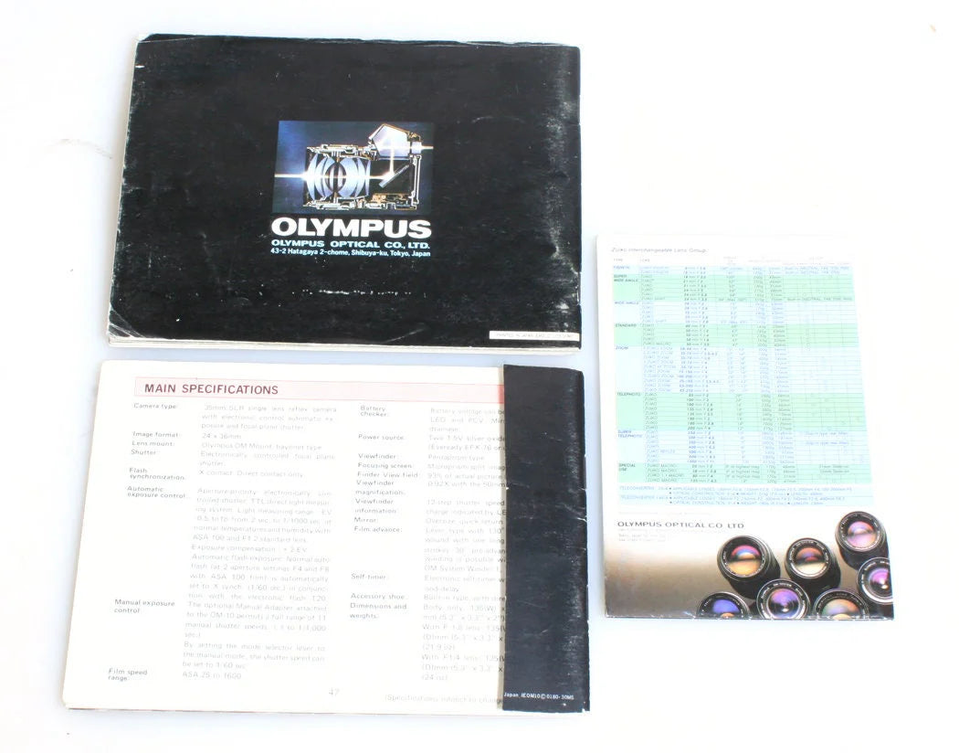 Olympus OM10/ Lens Group/ OM System Manuals Set of 3