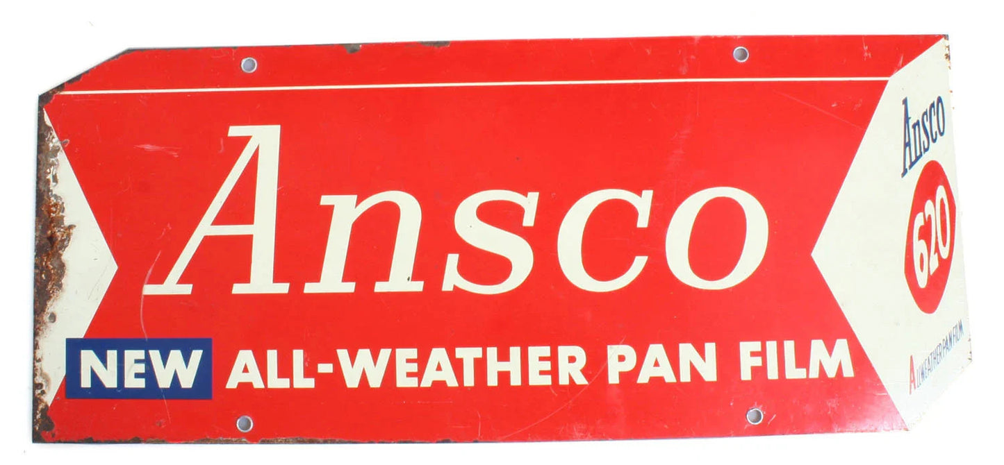 PHOTOGRAPHICA 1960s Vintage Metal Sign Ansco Pan Film Sign Antique/