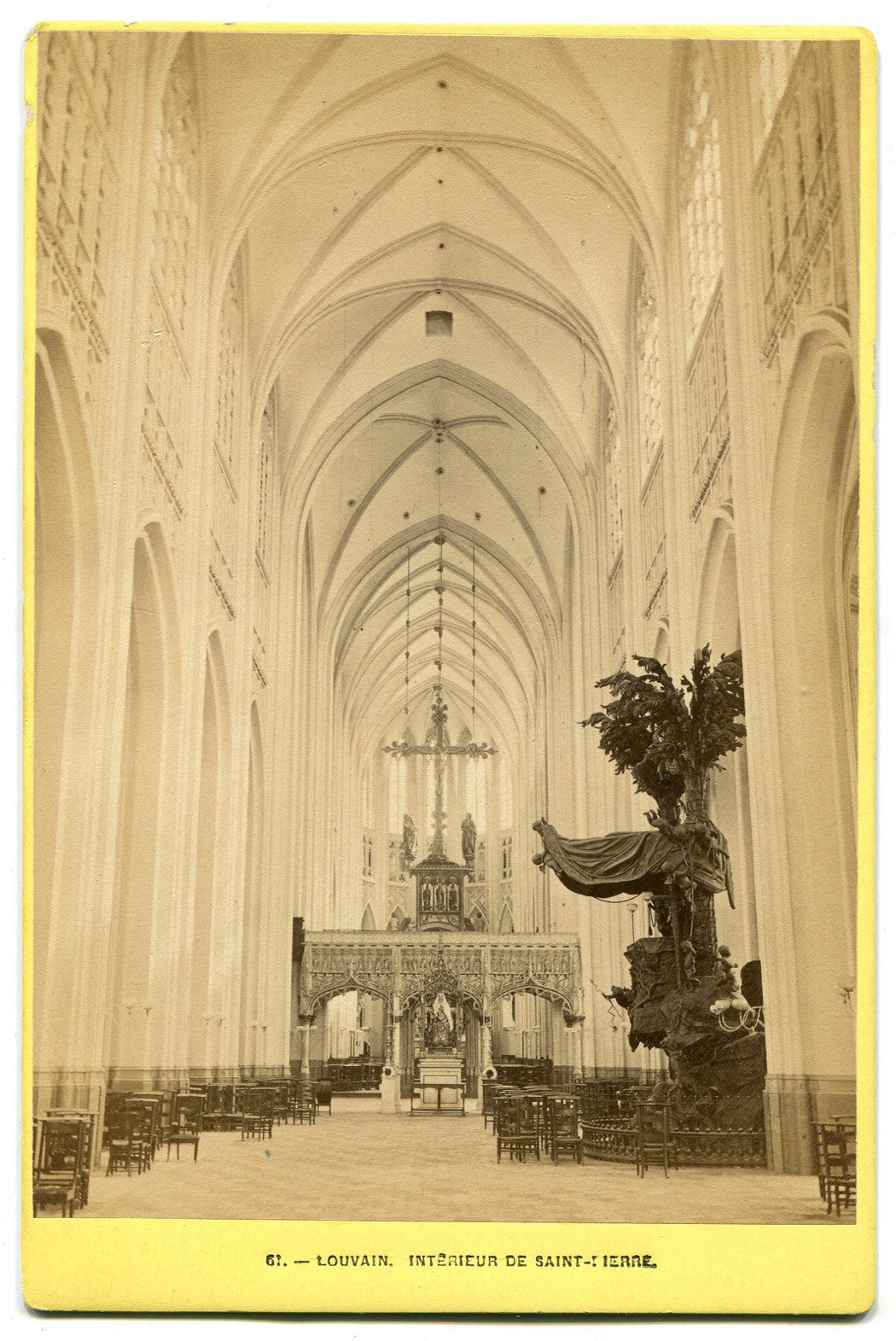 Vintage cabinet card: St Peter Leuven, Belgium Architectural Interior--historic
