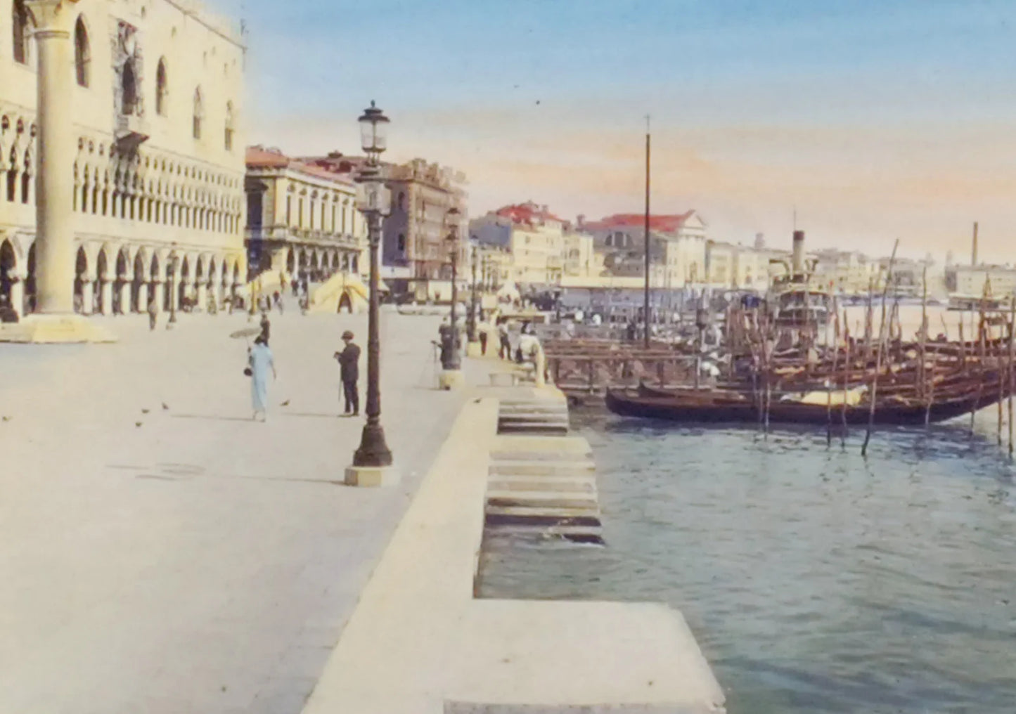 BOAT LANDING IN ITALY ANTIQUE PHOTO ON GLASS//REUSE LIGHT