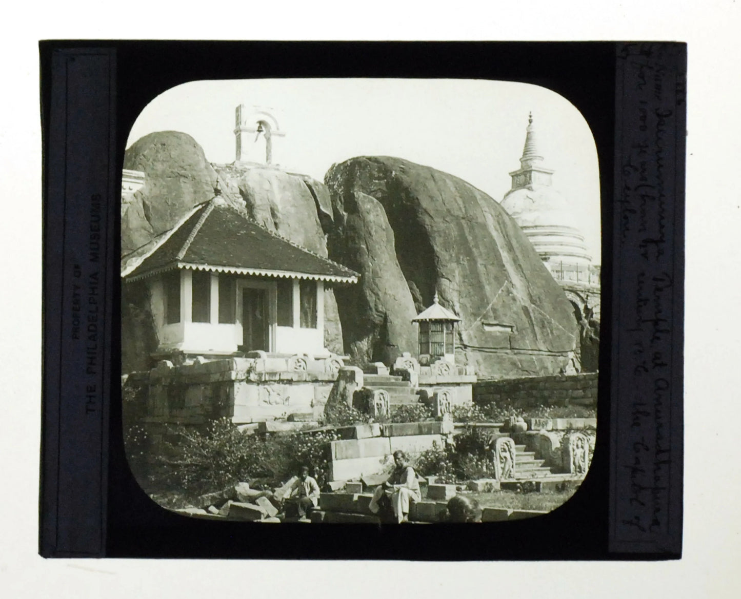 Capital of Ceylon Unique House in Rock, Antique Photo On Glass//DIY Art
