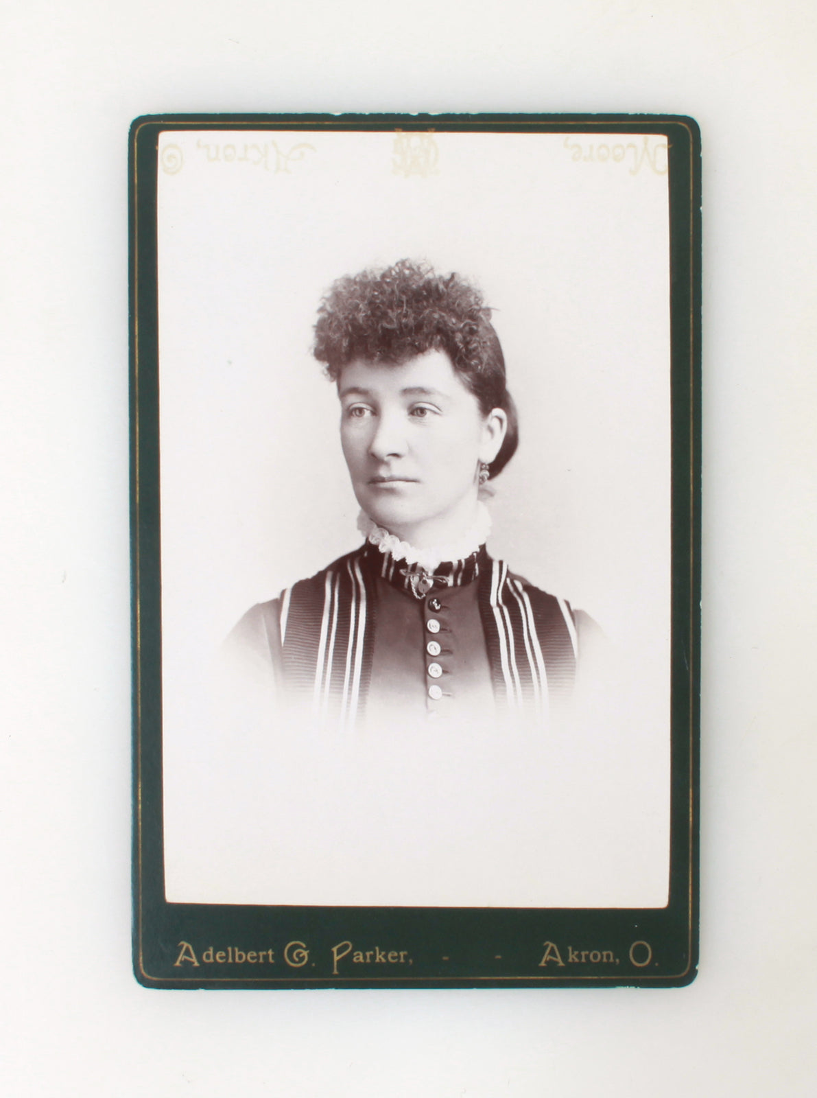 Victorian Cabinet Card of Woman with Poof Bangs and Sad Lips