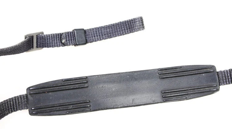 Vintage 1960s Black Woven Fabric Heavy Duty Canon Neck Strap with Neck Pad