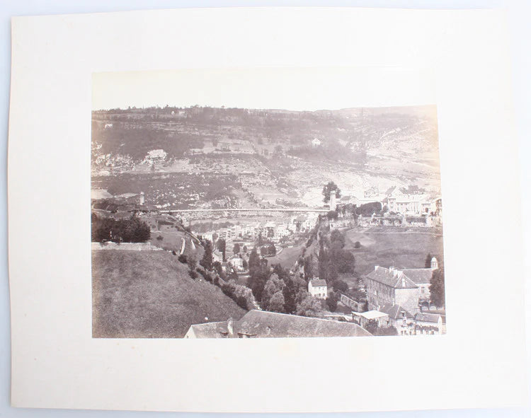 BEAUTIFUL ALBUMEN PHOTO OF SAINT-CLAUDE LARGE BRIDGE - JURA, FRANCE