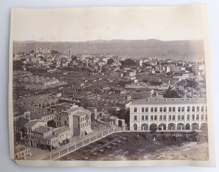 STUNNING 9X11 PANORAMA ALBUMEN OF ISTANBUL W/ SHIPS IN THE DISTANCE