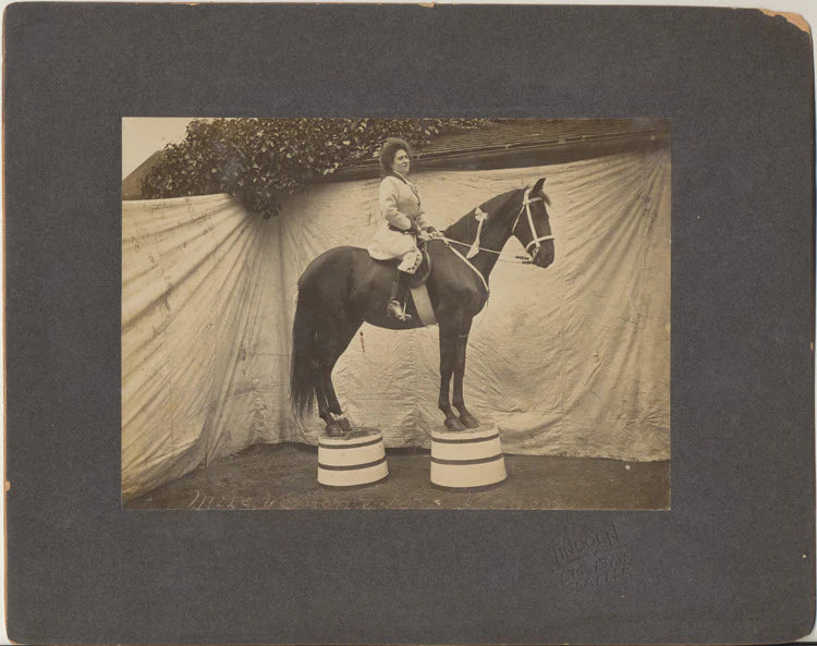 1909 PHOTO OF WOMAN ON SHOW HORSE - SEATTLE, WASH