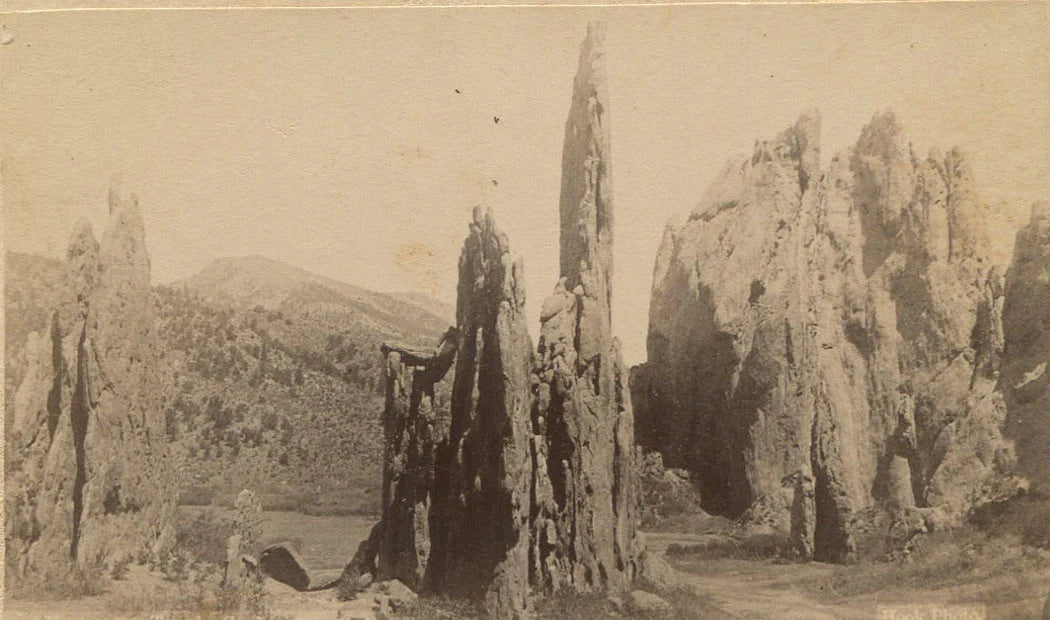 NATURAL ROCK SPIRES. CDV. COLORADO SPRINGS, COLORADO.
