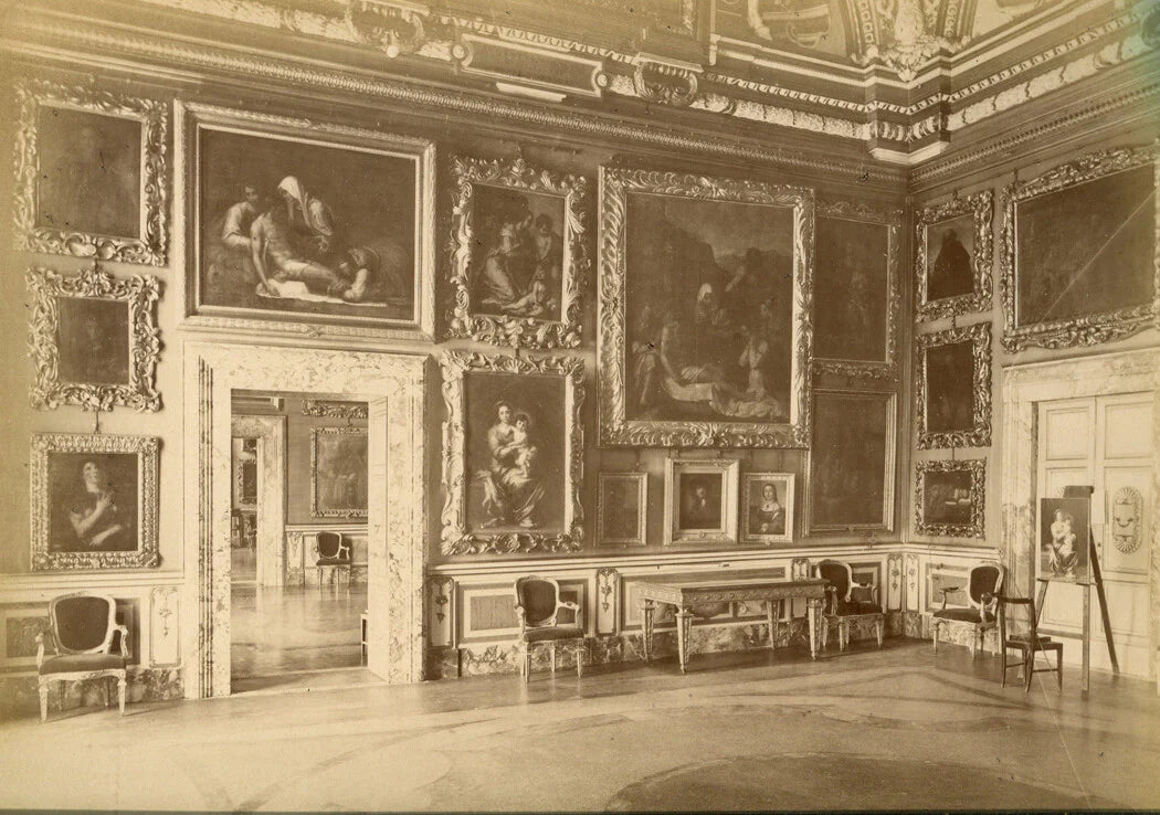HALL OF APOLLO ART WORK. MOUNTED ALBUMEN, VINTAGE.