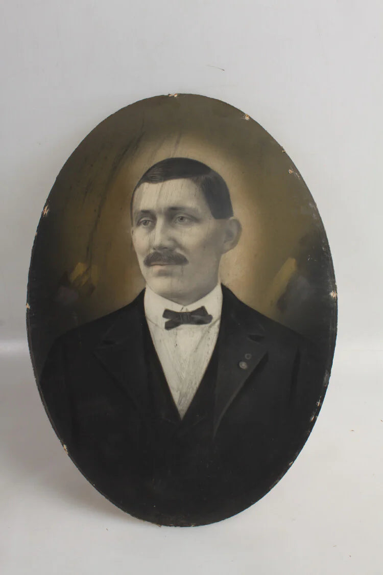 13X19 CONVEX PORTRAIT OF GHOSTLY LOOKING MAN W/ MUSTACHE