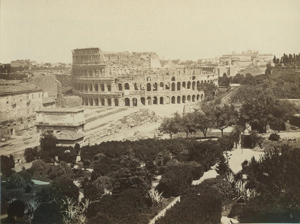 COLOSSEUM, ROME, ITALY. VINTAGE ALBUMEN. 7.75 X 10 INCHES.