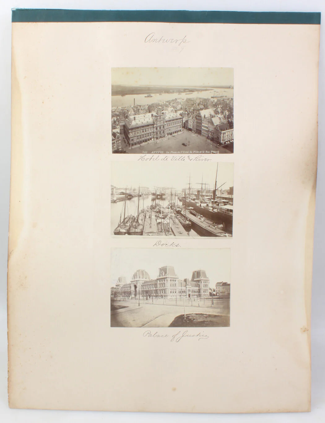 ANTWERP, BELGIUM. HISTORIC SCENES. SIX ALBUMEN PHOTOS MOUNTED ON CARD.