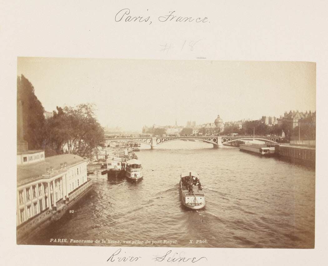 SMALL BOATS ON THE RIVER SEINE, PARIS, FRANCE. 8x10 reprint