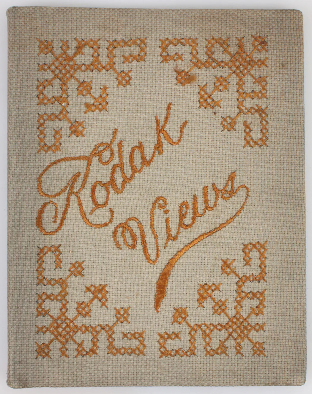 KODAK VIEW HAND CROSS STITCHED PHOTO ALBUM. COMPLETELY UNIQUE. 1 OF A KIND: RARE