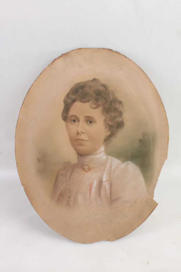 16X20 CONVEX PORTRAIT OF OLDER LADY BEAUTIFUL HAND COLORED - NAME ON BACK