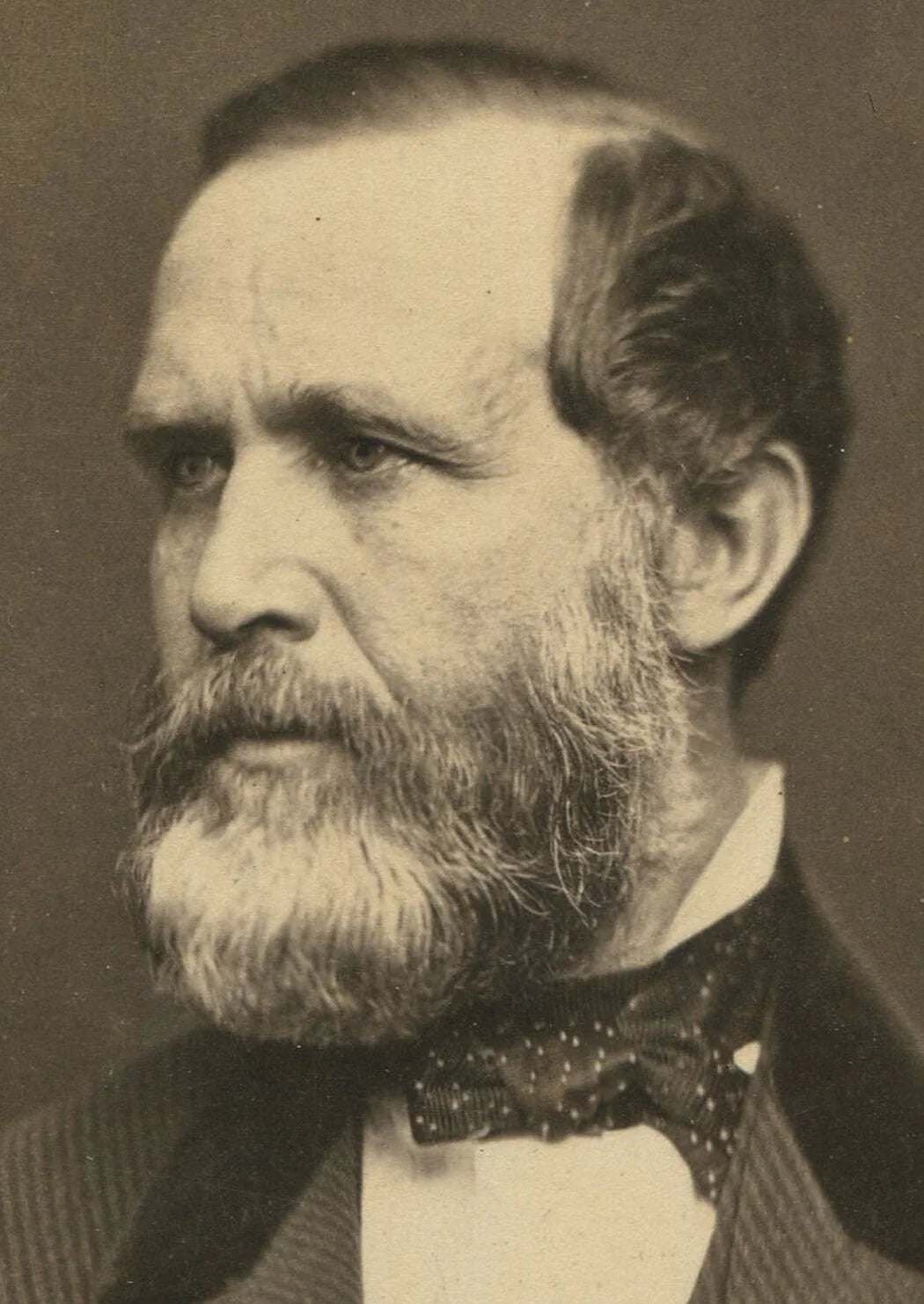 DISTINGUISHED BEARDED MAN, PINSTRIPED SUIT. RICHLY TONED, OVAL ALBUMEN. 1860s