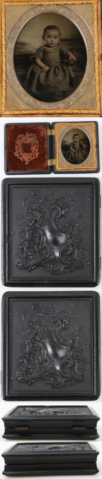 EXQUISITE TODDLER, INQUISITIVE EXPRESSION. FINELY TINTED 6TH PLATE AMBRO. RARE