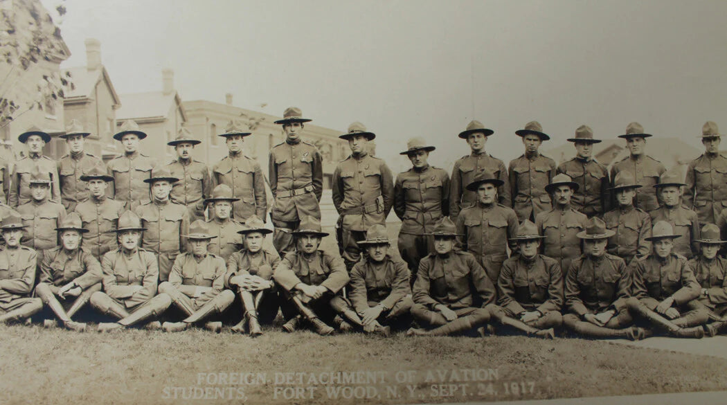 MILITARY AVIATION PANORAMA, FT WOOD N.Y. 1917. 8 X 50 INCHES.