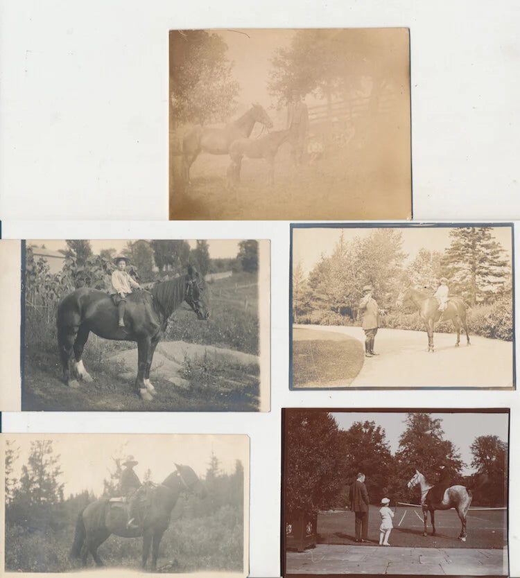 VINTAGE PHOTOS OF CHILDREN W/ HORSES - SET OF 5