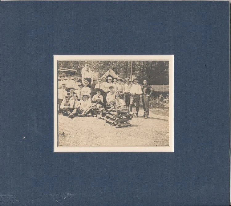 1904 PHOTO OF BOYS IN BAND CAMPING W/ AXE, PIPES, CIGARS - BIG BEND, TEXAS
