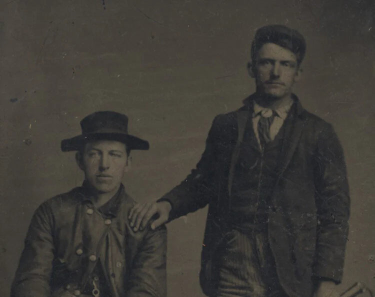 PORTRAIT OF TWO 19TH CENTURY CRACKER COWBOYS W/ CATTLE WHIP