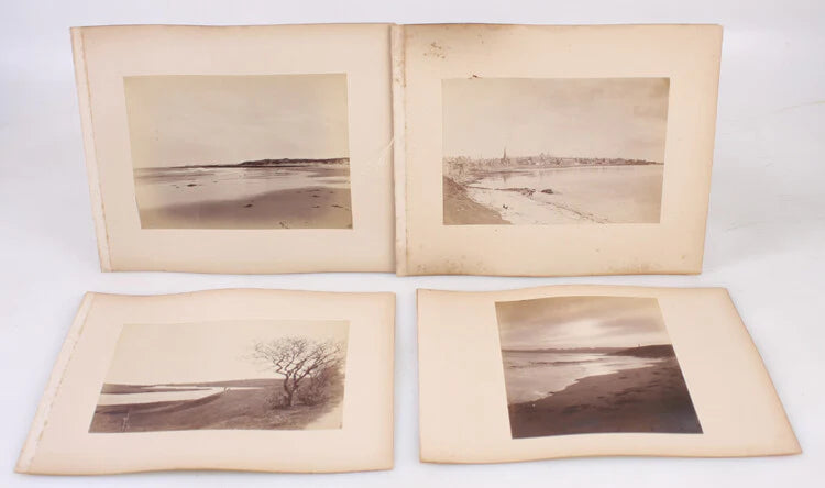 ALBUMEN PHOTOS OF PETERHEAD, SCOTLAND BEACH, TOWN, AND MARSH - SET OF 4