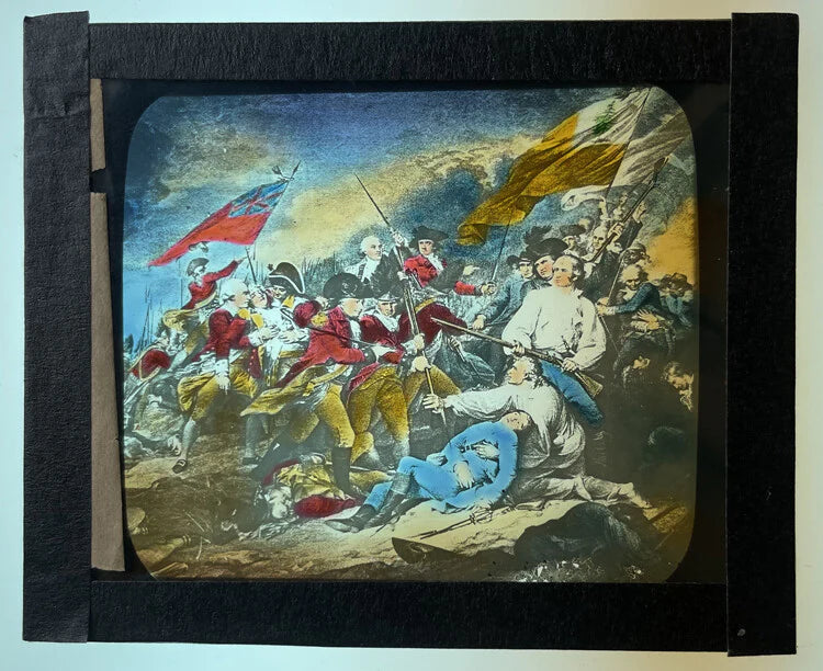 VINTAGE PHOTO ON GLASS OF PAINTING OF US REVOLUTIONARY WAR