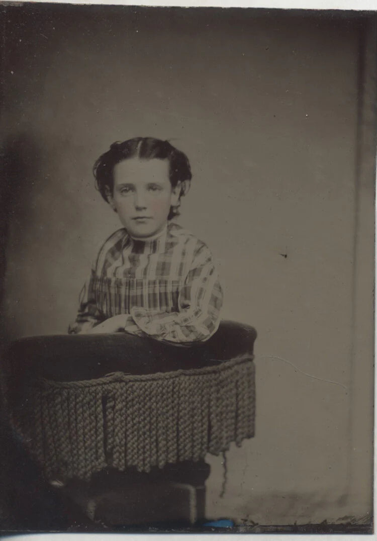 TINTYPE OF LITTLE GIRL W/ RED TINTED CHEEKS