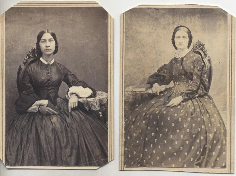 CIVIL WAR ERA WOMAN IN BEAUTIFUL LARGE DRESSES - SET OF TWO