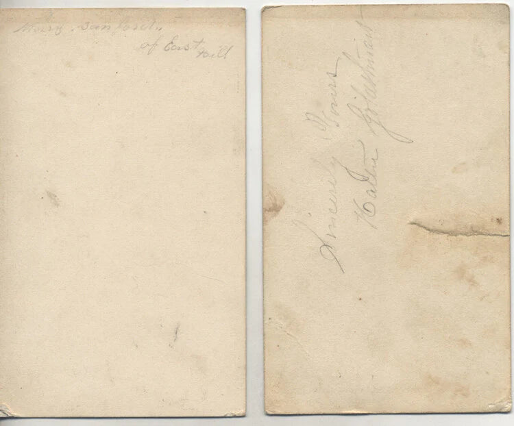 CIVIL WAR ERA PORTRAITS OF WOMEN IN BEAUTIFUL DRESSES W/ NAMES ON BACK