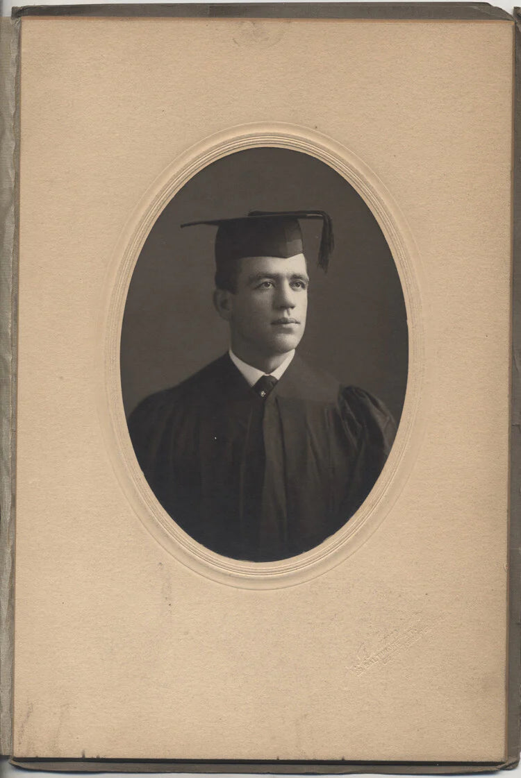 GRADUATION PORTRAIT OF YOUNG MAN IN CAP & GOWN - GETTYSBURG