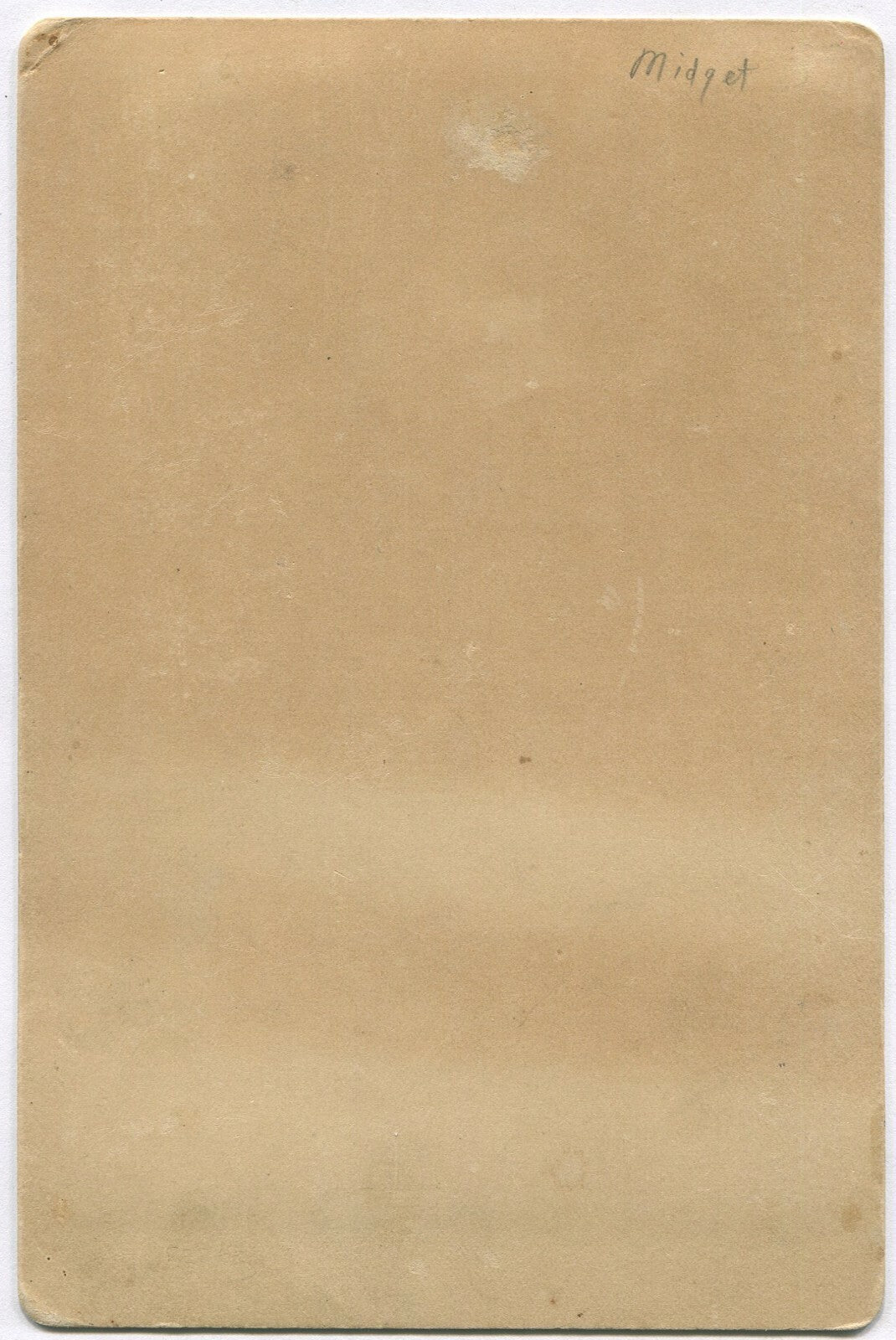 LITTLE PERSON, YOUNG MAN IN UNIFORM. PAINTED BACKGROUND CABINET CARD.
