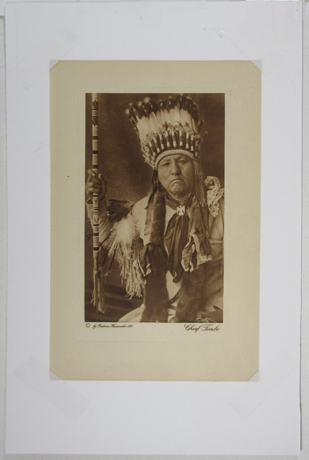 CHIEF TIMBO,COMANCHE. 9.75X6.5 PHOTOGRAVURE BY WANAMAKER IN 14X11 ARCHIVAL MAT.