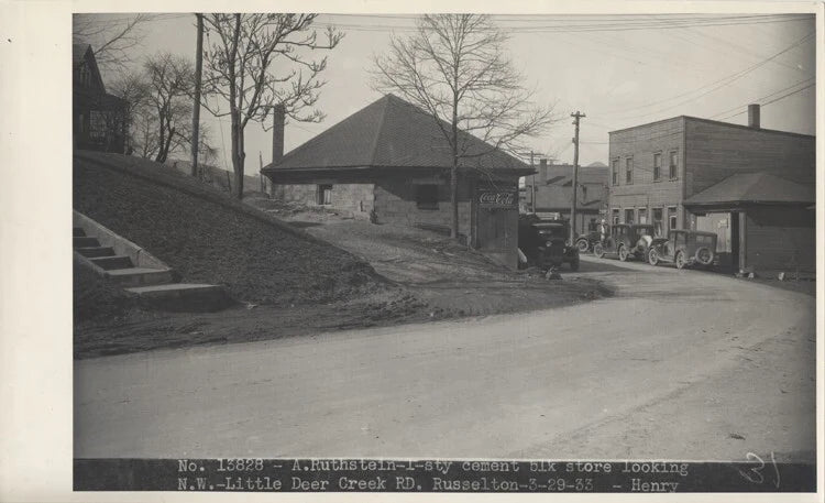 8X10 REPRINT OF 1933 VINTAGE CARS ON LITTLE DEER CREEK ROAD - RUSSELLTON, PA