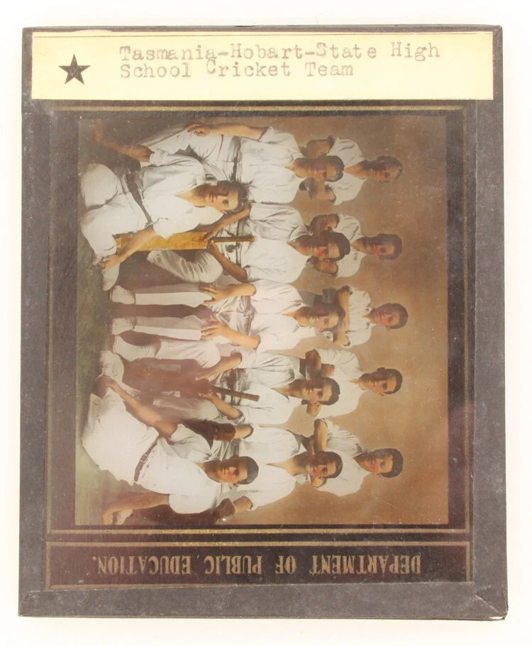 COLOR PHOTO ON GLASS OF TASMANIA HOBART STATE HIGH SCHOOL CRICKET TEAM