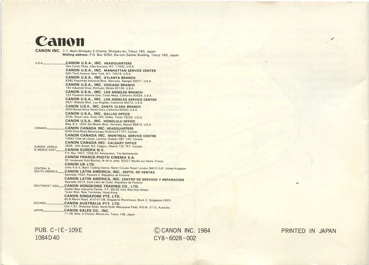 Original Canon MC Instruction Manual