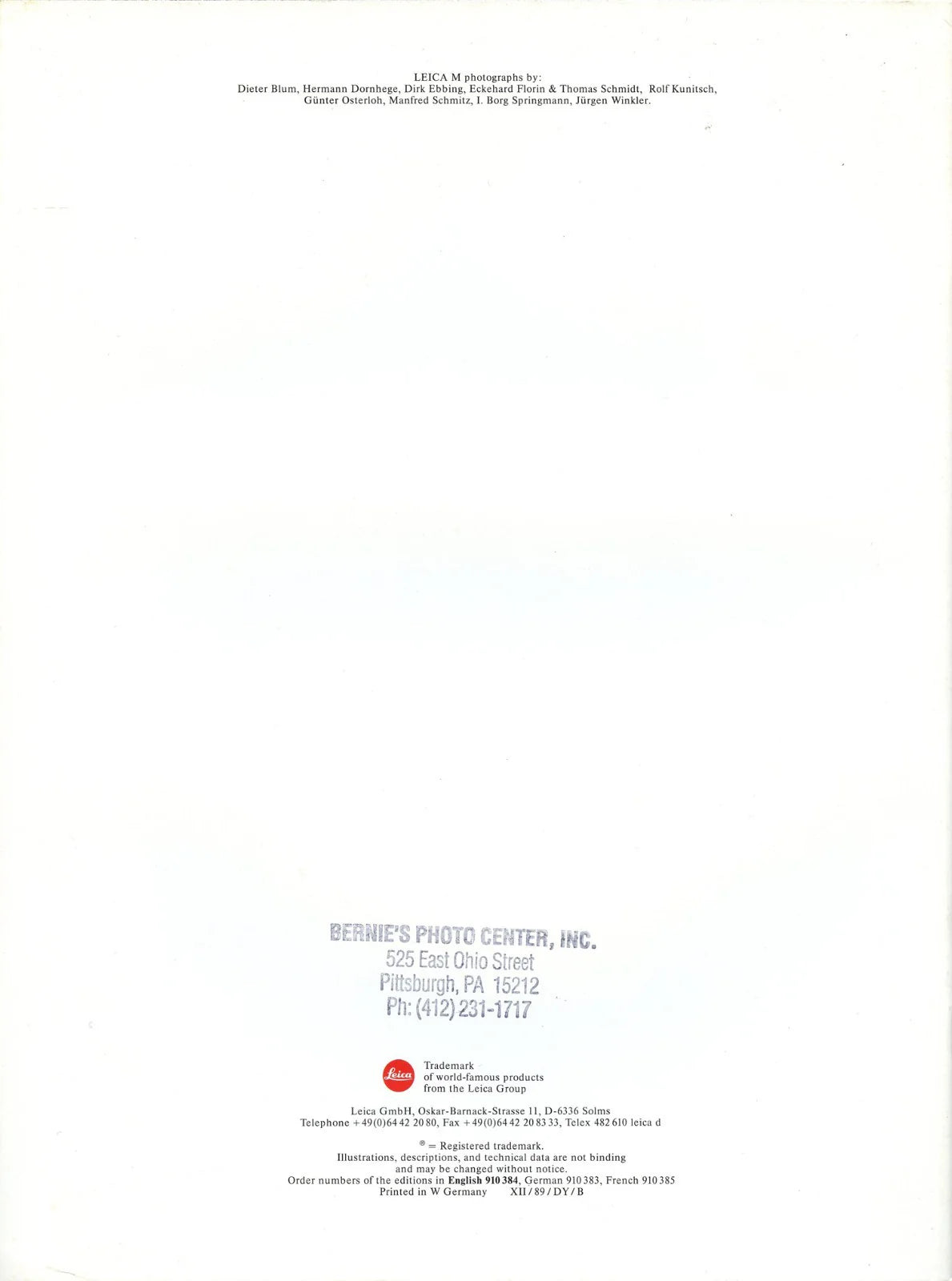 Original Booklet Leica M6 Philosophy 27 Pages