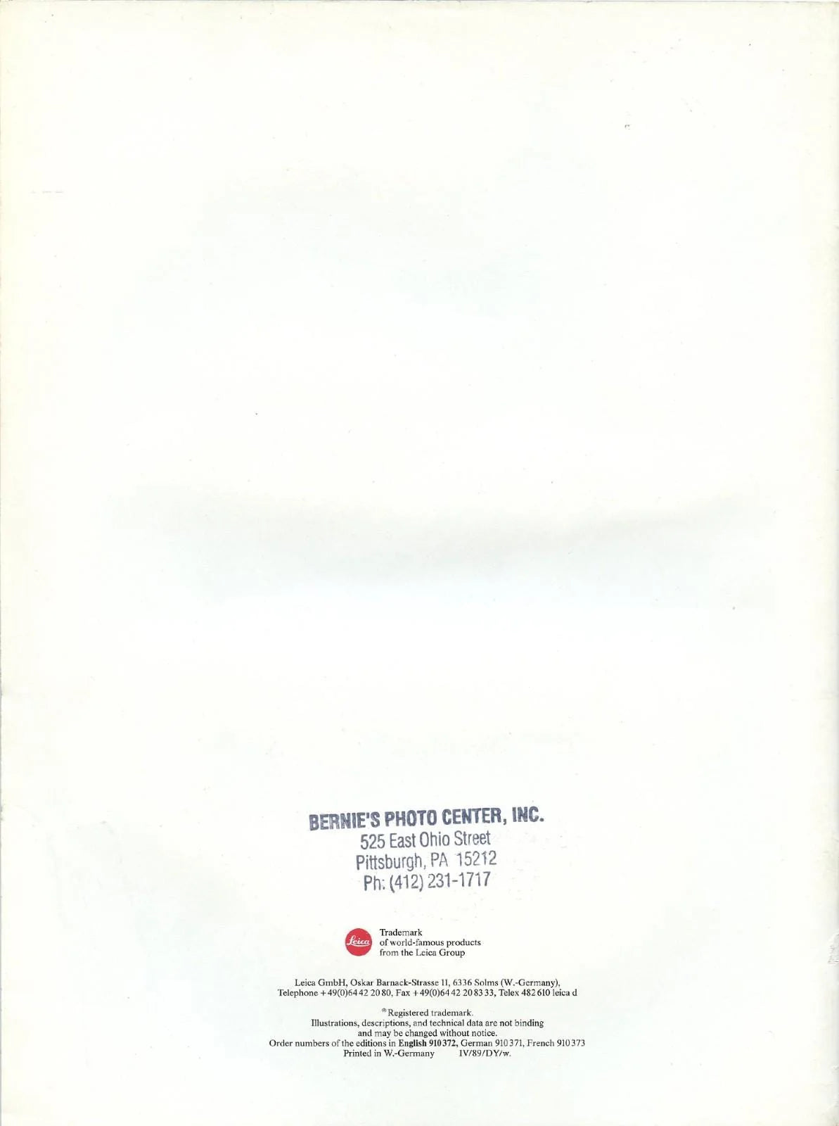 Original Promo Brochure Leica R5 Camera