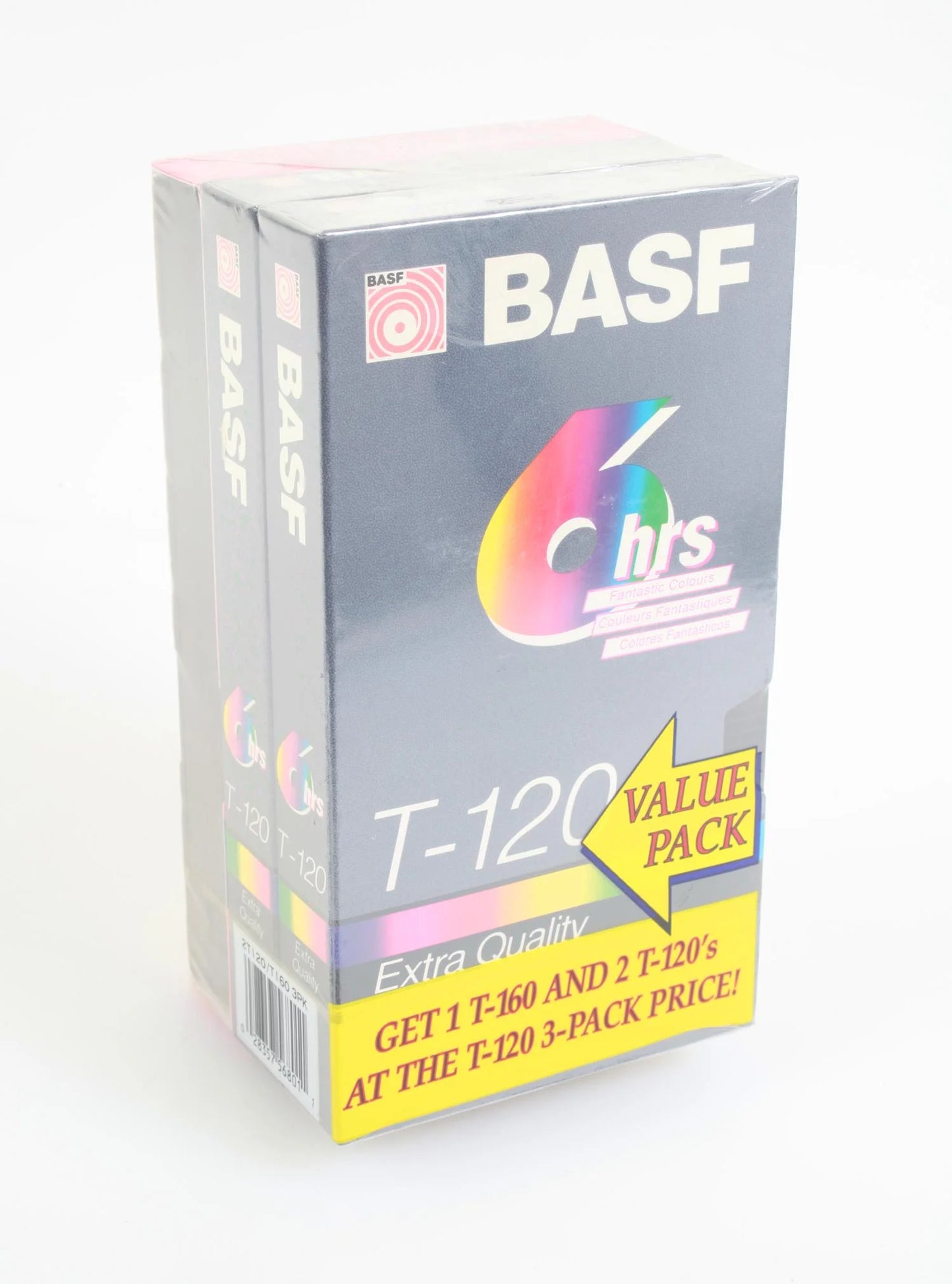 Vintage Sealed 3 Pack BASF VHS Tapes T120 T160 6/8 Hours
