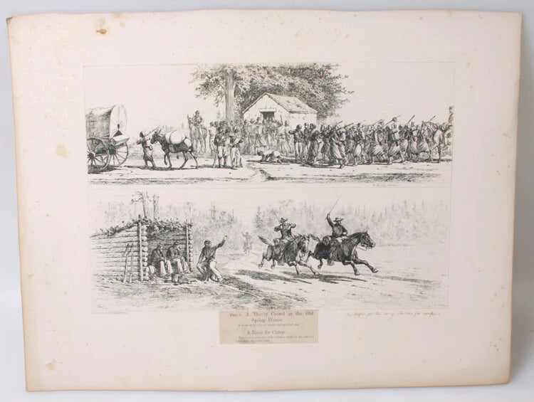 1876 16X22 ETCHING BY EDWIN FORBES OF CIVIL WAR SCENES