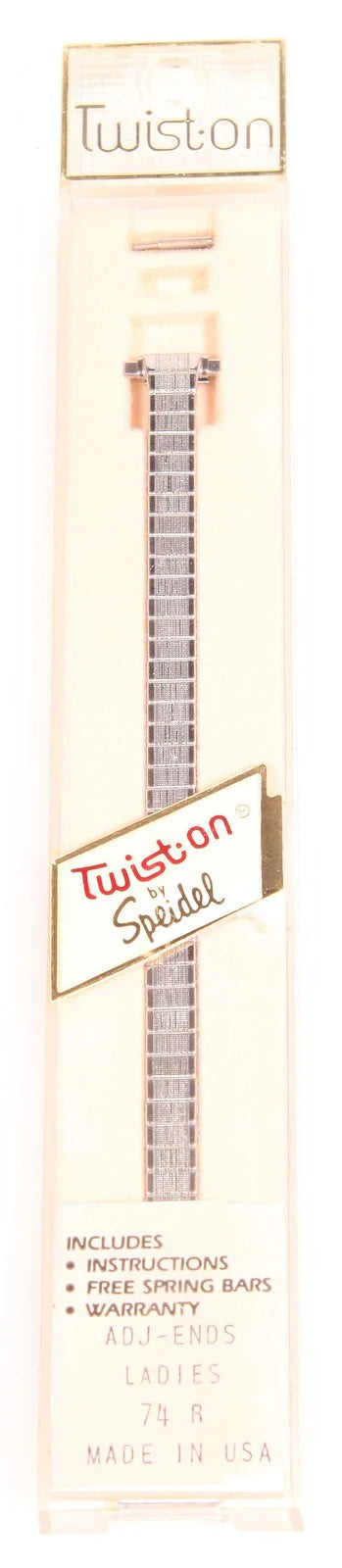 TWIST-ON BY SPEIDEL SILVER COLORED METAL WATCH BAND W/ PINS NIP