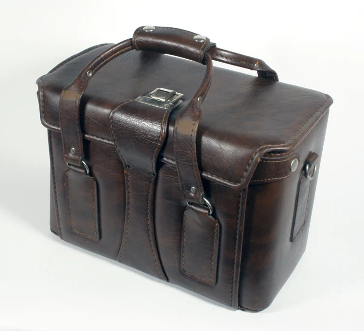 VINTAGE GADGET CAMERA BAG LEATHERETTE BROWN MID SIZED