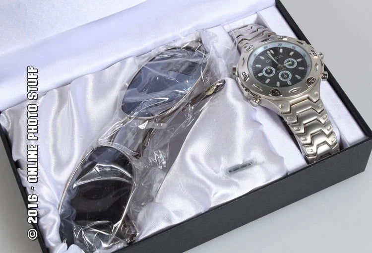 GENEVA WATCH AND SUNGLASSES IN CASE