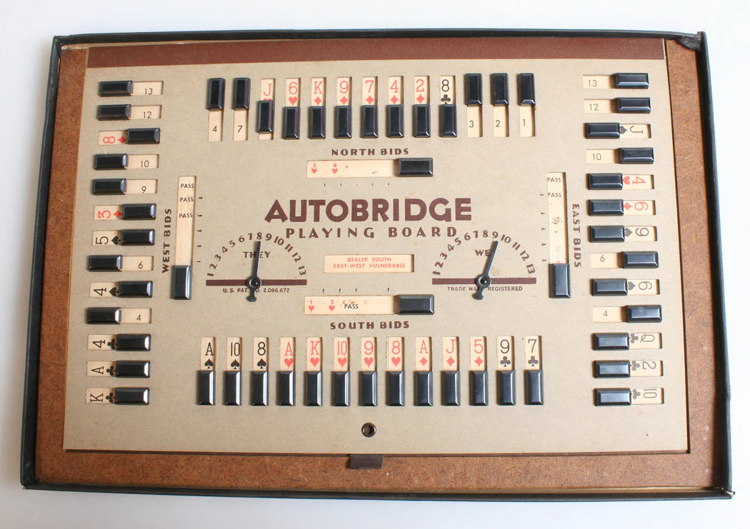 VINTAGE 1950S AUTO BRIDGE , PLAY YOURSELF BRIDGE GAME MASONITE MODEL