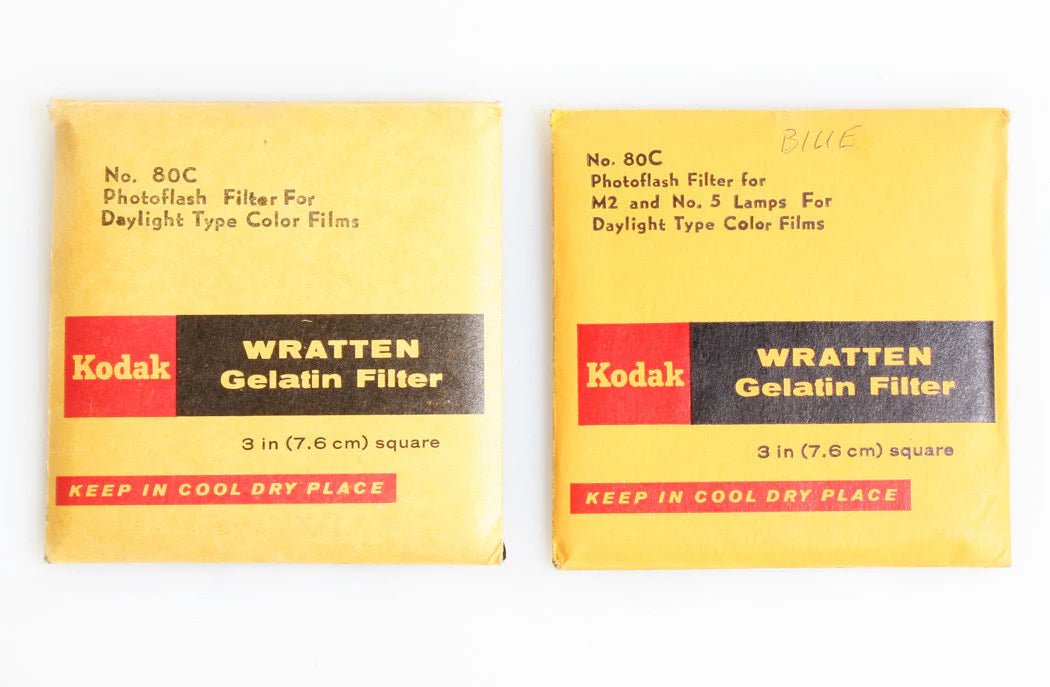 KODAK 3 INCH WRATTEN GEL 80C BLUE FILTERS SET OF 2 IN HOLDERS