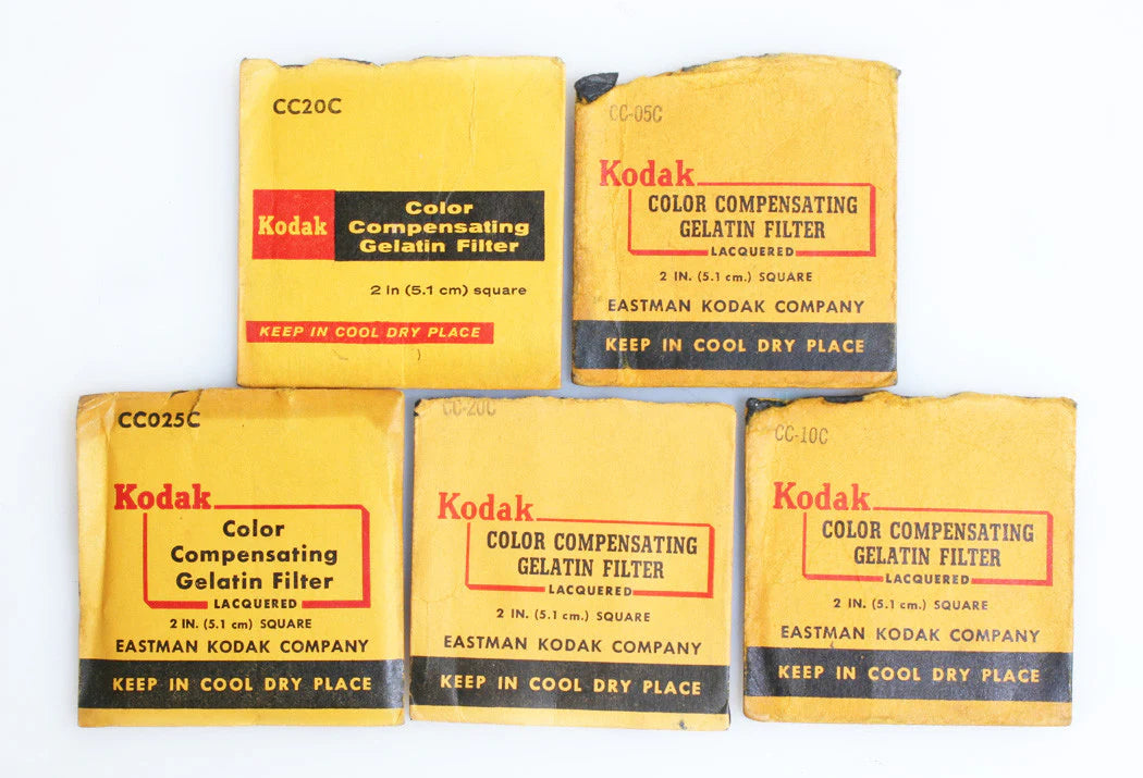 KODAK 2 INCH WRATTEN CC05C/10C/20C/25C GEL FILTERS SET OF 5
