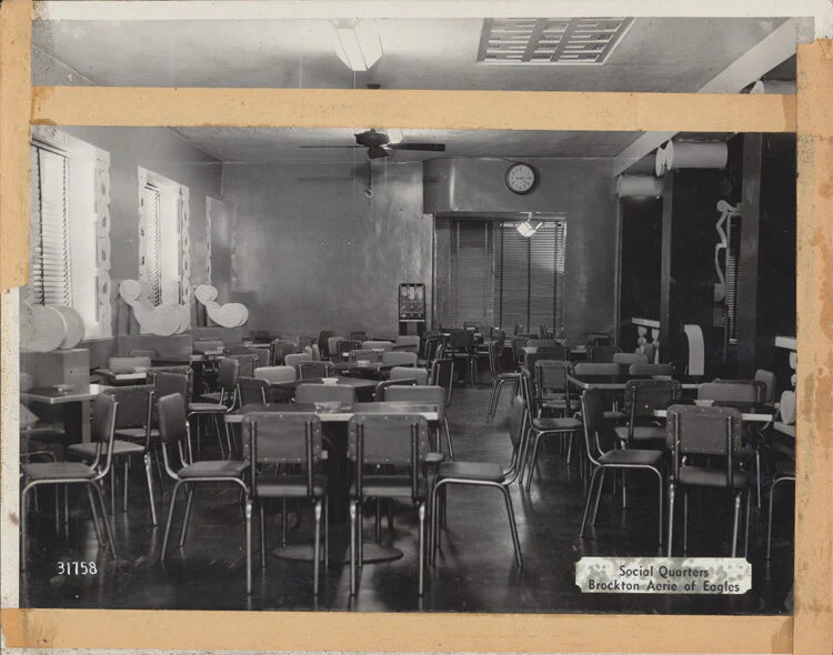 VINTAGE PHOTO OF CAFETERIA LIKE SOCIAL QUARTERS - BROCKTON, MASS