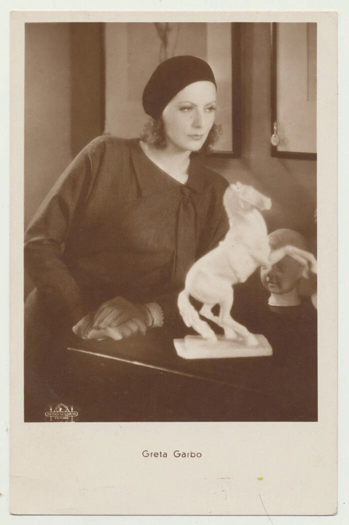 Woman Posing at a Very Strange Art Gallery. Photo Postcard.