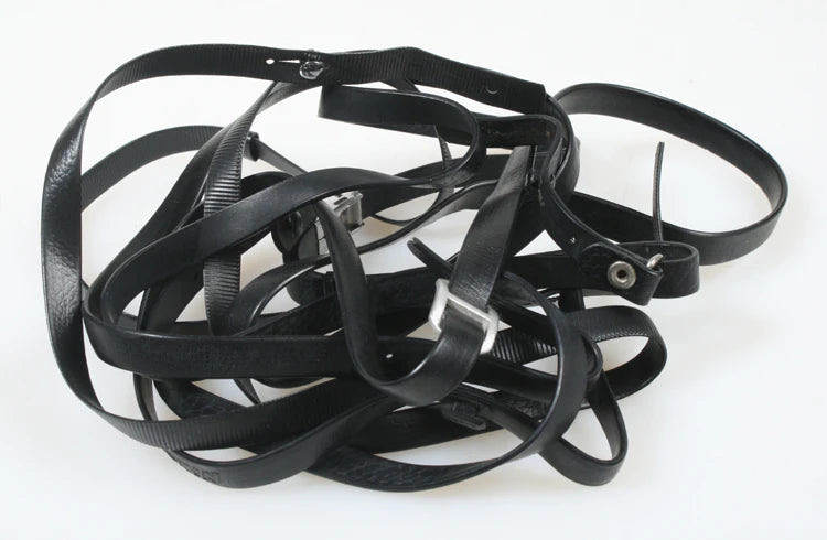 VINTAGE BLACK CAMERA STRAPS, SET OF 3