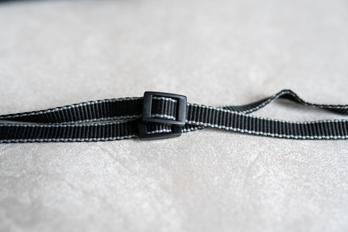 Camera Strap - Circa 1970s - Black w/ Gray Pin Stripes